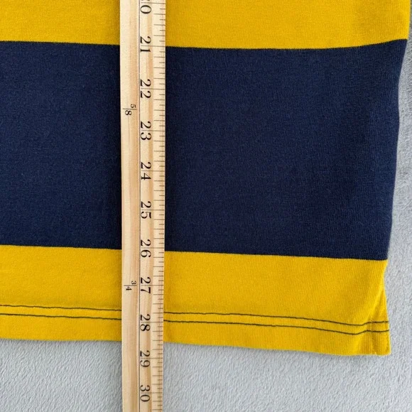 Vintage Polo Ralph Lauren Custom Fit Rugby Shirt Navy Yellow Striped Mens XL - Picture 14 of 15